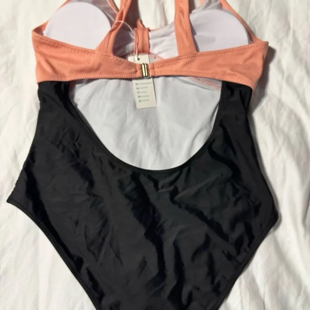 Beachsissi Swim One piece bathing suit peach black Women Large New Resort wear - Picture 12 of 13